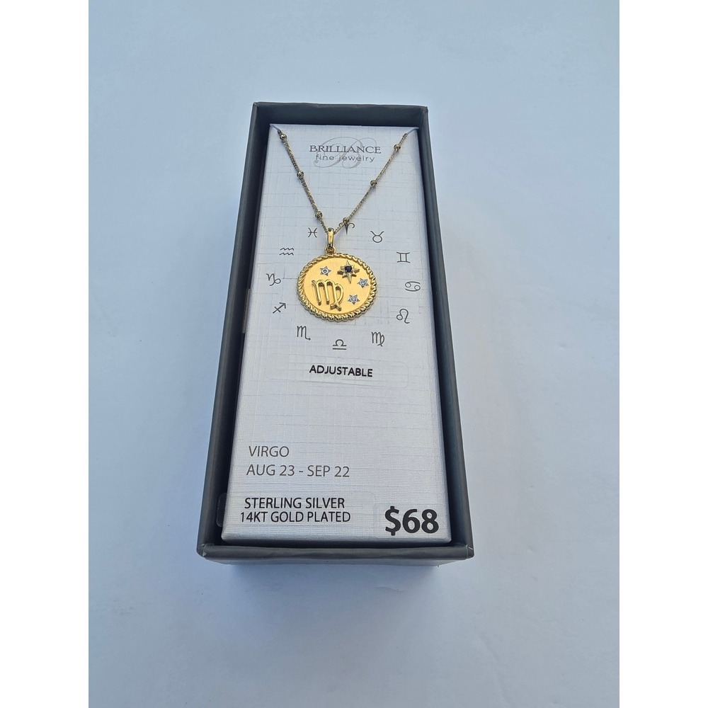 Brilliance Fine Jewelry Virgo 14kt Gold Plated Sterling Silver Zodiac Necklace